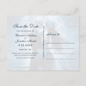 Gothic Blue Skeleton Couple Wedding Save the Date Ankündigungspostkarte (Rückseite)