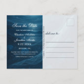 Gothic Blue Skeleton Couple Wedding Save the Date Ankündigungspostkarte (Rückseite)
