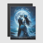 Gothic Blue Skeleton Couple Wedding Save the Date Magnetkarte (Vorne/Hinten)