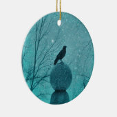 Gothic Blue Snow Crow Keramik Ornament (Rechts)