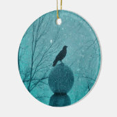 Gothic Blue Snow Crow Keramik Ornament (Links)