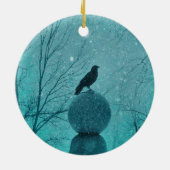 Gothic Blue Snow Crow Keramik Ornament (Hinten)