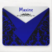 Gothic Blue und Black Damask Mousepad (Vorne)