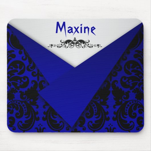 Gothic Blue und Black Damask Mousepad (Vorne)