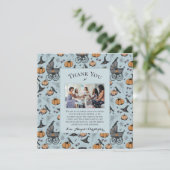 Gothic Blue Viktorianisch Baby Carriage Dankeschön Einladung (Stehend Vorderseite)