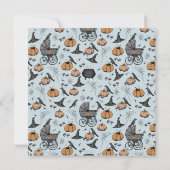 Gothic Blue Viktorianisch Baby Carriage Dankeschön Einladung (Rückseite)