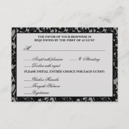 Gothic Blüh Black & Gray Response Card RSVP Karte