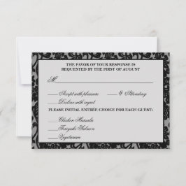 Gothic Blüh Black & Gray Response Card RSVP Karte