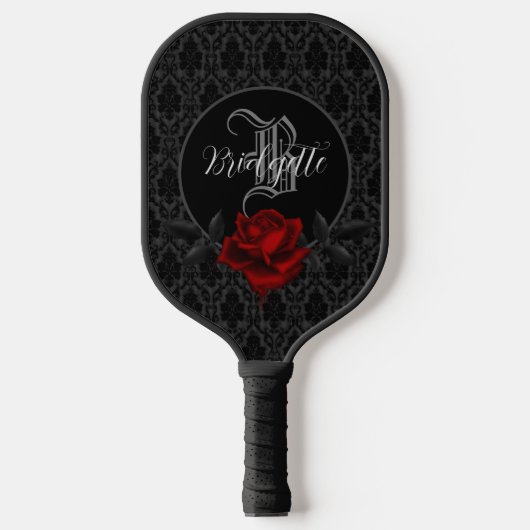 Gothic Blume Monogramm Pickleball Schläger (Vorderseite)