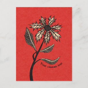 Gothic Blume Retro Vintage Tinte Rot und Schwarz T Postkarte