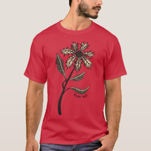 Gothic-Blumen-Retro-Vintage-Tinte Rot Schwarz Text T-Shirt