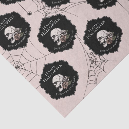 Gothic Blush Pink Bläserskull Halloween Seidenpapier (Detail)