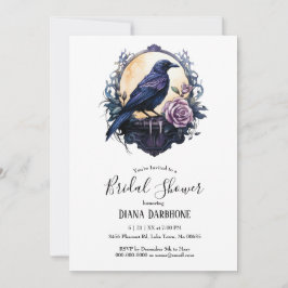 Gothic Boho Floral Raven & Rose Bridal Shower Einladung