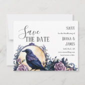Gothic Boho Floral Raven & Rose Handfastings Save The Date (Vorderseite)