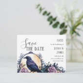 Gothic Boho Floral Raven & Rose Handfastings Save The Date (Stehend Vorderseite)