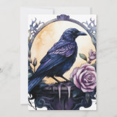 Gothic Boho Floral Raven & Rose Wedding Einladung (Rückseite)