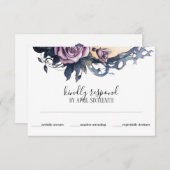Gothic Boho Floral Raven & Rose Wedding RSVP Karte (Vorne/Hinten)