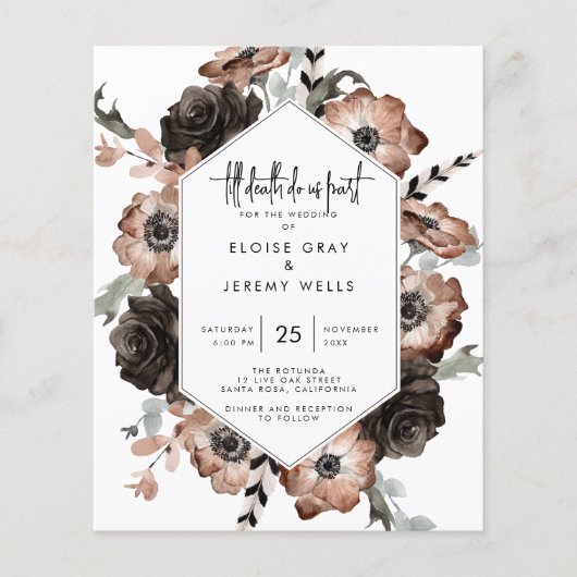 Gothic Boho Hochzeitseinladung (Vorderseite)