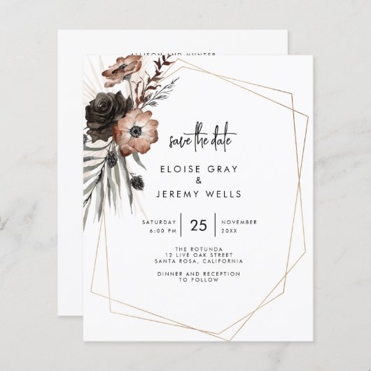 Gothic Boho Save the Date (Vorne/Hinten)