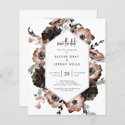 Gothic Boho Save the Date (Vorne/Hinten)