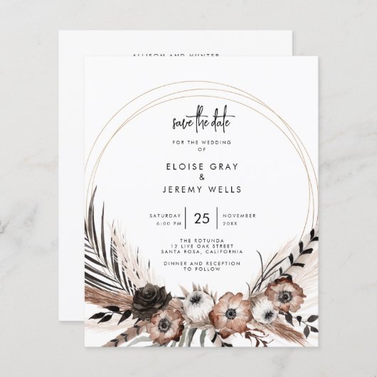 Gothic Boho Save the Date (Vorne/Hinten)