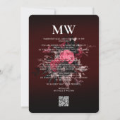 Gothic Boho Wedding Burgundy Rose Butterfly Einladung (Rückseite)