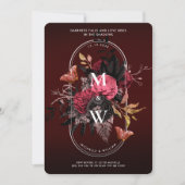 Gothic Boho Wedding Burgundy Rose Butterfly Einladung (Vorderseite)