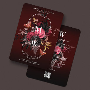 Gothic Boho Wedding Burgundy Rose Butterfly Einladung