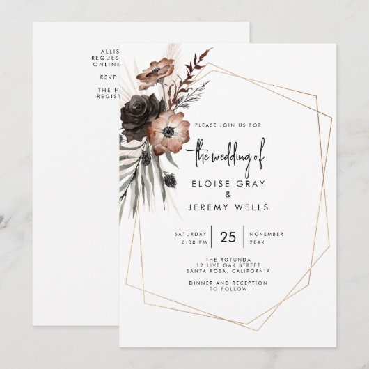 Gothic Boho Wedding Einladung (Vorne/Hinten)