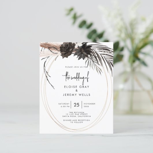 Gothic Boho Wedding Einladung (Stehend Vorderseite)