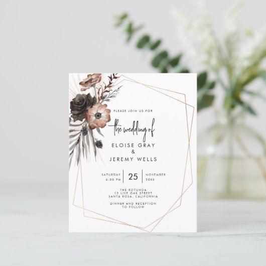 Gothic Boho Wedding Einladung (Stehend Vorderseite)