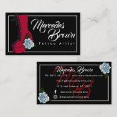 Gothic Boot Script Black Tattoo Artist Visitenkarte (Vorne/Hinten)