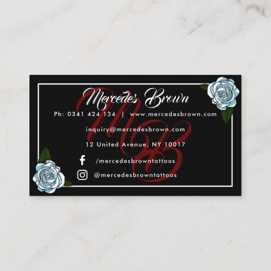 Gothic Boot Script Black Tattoo Artist Visitenkarte (Rückseite)