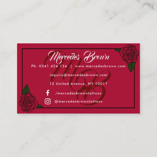 Gothic Boot Script Red Tattoo Artist Visitenkarte (Rückseite)