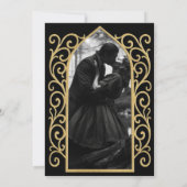 Gothic border black and gold wedding save the date ankündigung (Rückseite)