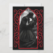Gothic border black and red wedding save the date ankündigung (Rückseite)