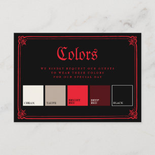 Gothic Border Schwarz Rot Hochzeitsfarben Kleidung Begleitkarte