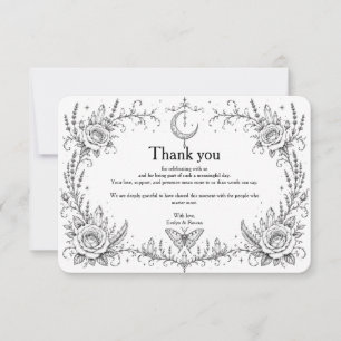 Gothic Botanical Danksagungskarte Schwarz und Weiß Dankeskarte