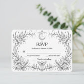 Gothic Botanical RSVP Schwarz und Weiß Dankeskarte (Stehend Vorderseite)
