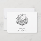 Gothic Botanical RSVP Schwarz und Weiß Dankeskarte (Rückseite)