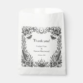 Gothic Botanical Schwarz-Weiß-Hochzeit Geschenktütchen (Vorderseite)