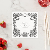 Gothic Botanische Schwarz-Weiße Hochzeit