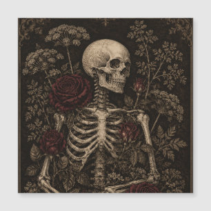 Gothic-Botanischer-Skelett-Victorianische-Radierun Magnetkarte