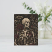 Gothic-Botanischer-Skelett-Victorianische-Radierun Postkarte (Stehend Vorderseite)