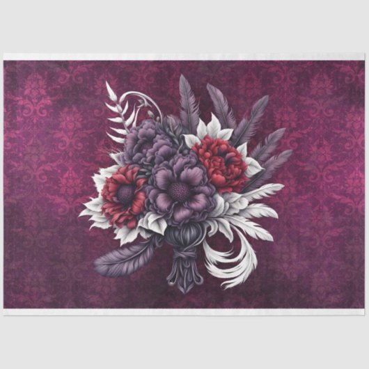 Gothic Bouquet & Damask 18b Decoupage Seidenpapier (Vorderseite)
