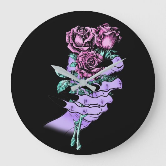 Gothic Bouquet Wall Clock Große Wanduhr (Vorderseite)
