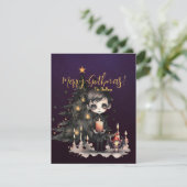 Gothic Boy Christmas Tree Xmas Feiertagskarte (Stehend Vorderseite)