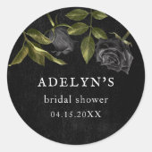 Gothic Brautparty Black Rose Runder Aufkleber (Vorderseite)