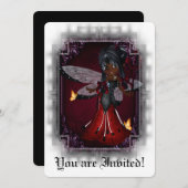 Gothic Brautparty Invite Little Devil Ladybug 4 Einladung (Vorne/Hinten)