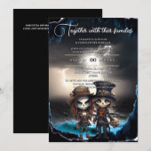 Gothic bride groom beach theme day dead einladung (Vorne/Hinten)
